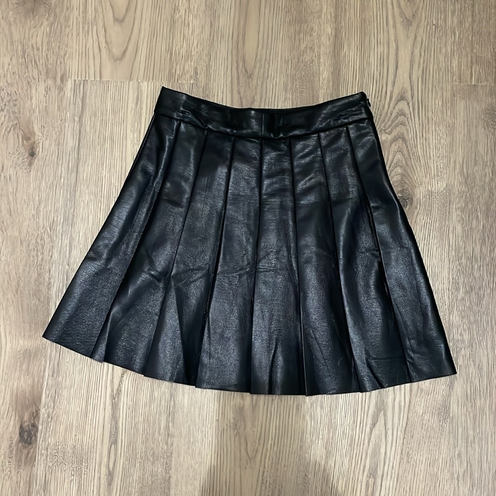 Sunday Best Black Faux Leather Pleated Skirt - Picture 3 of 7